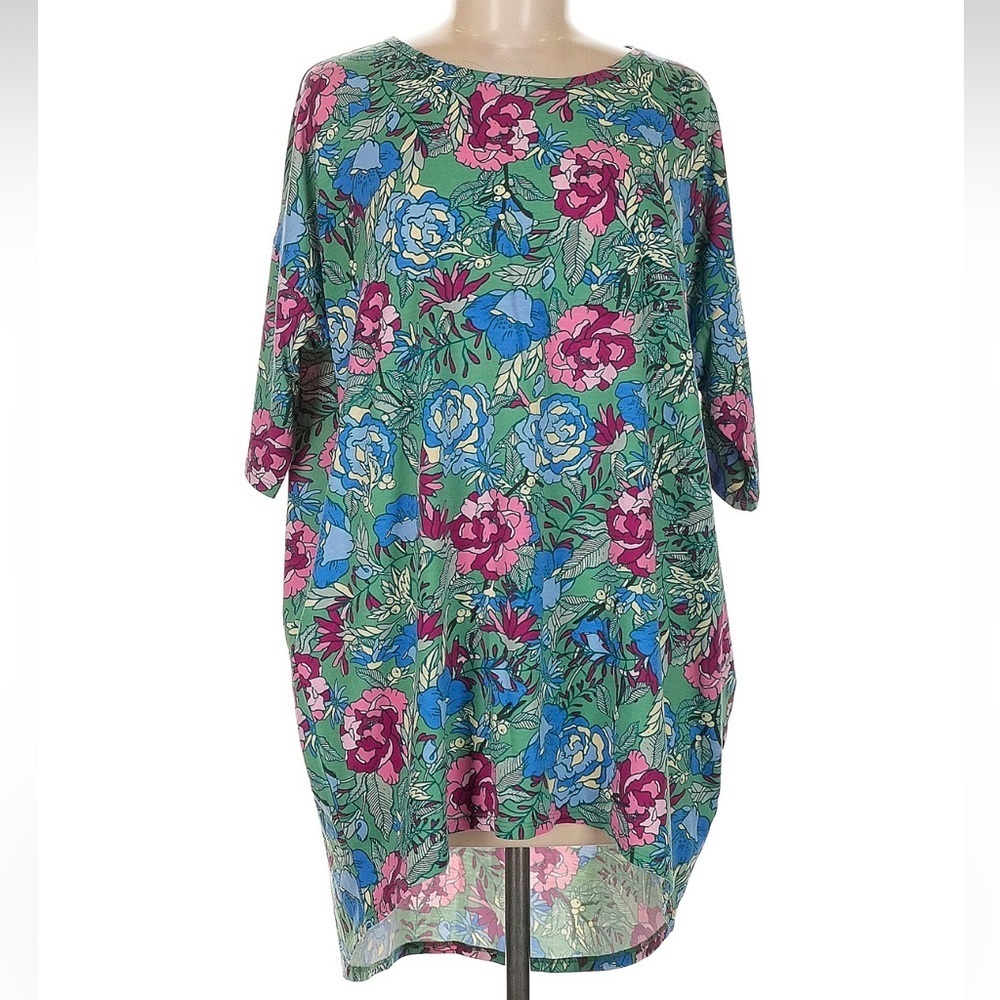 LuLaRoe Roses Floral Garden Party Oversized Irma High Low Tunic Blouse Size M